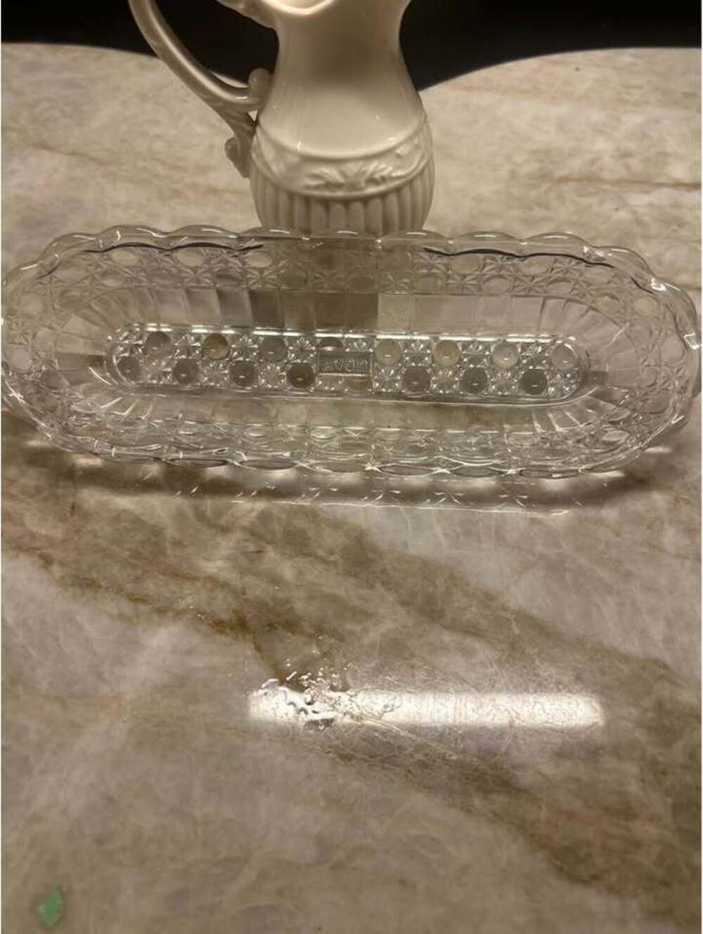 Vintage Avon Clear Pressed Glass Mint Tray / Trinket Dish